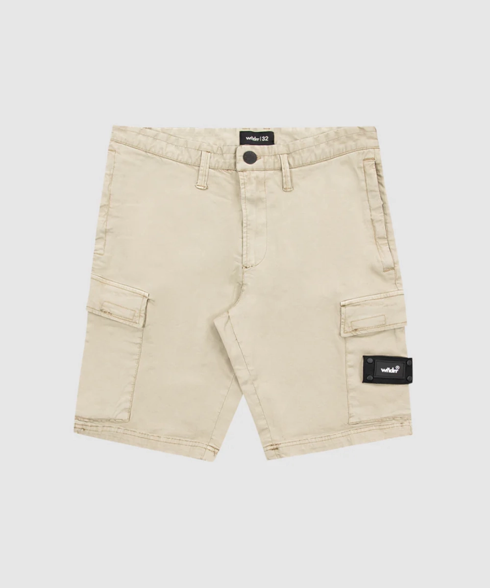 british retro FlexibleCollar WNDRR Fairfax Cargo Short (Stone)