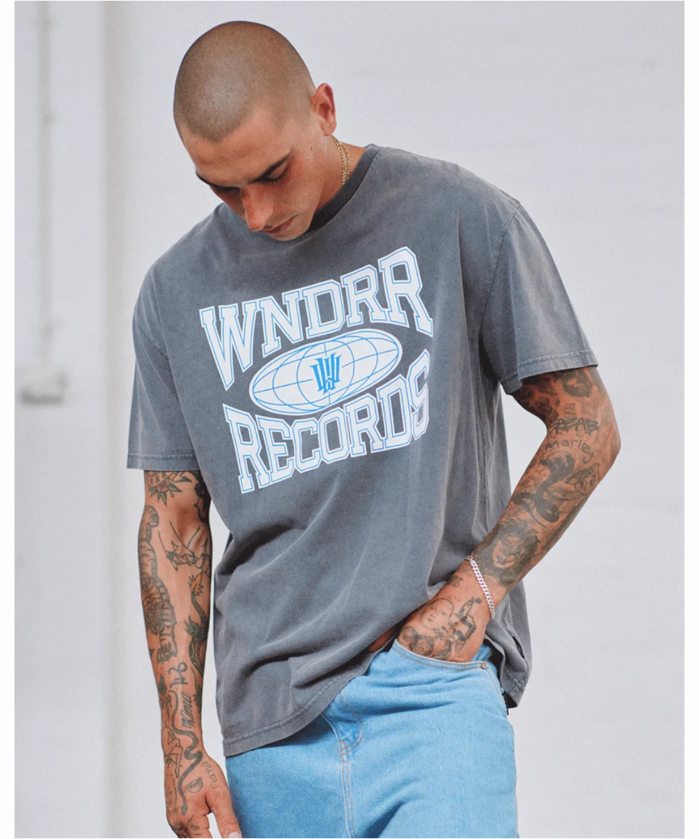 Zipper Closure Jump Core WNDRR Fiend Box Fit Tee (Washed Grey)