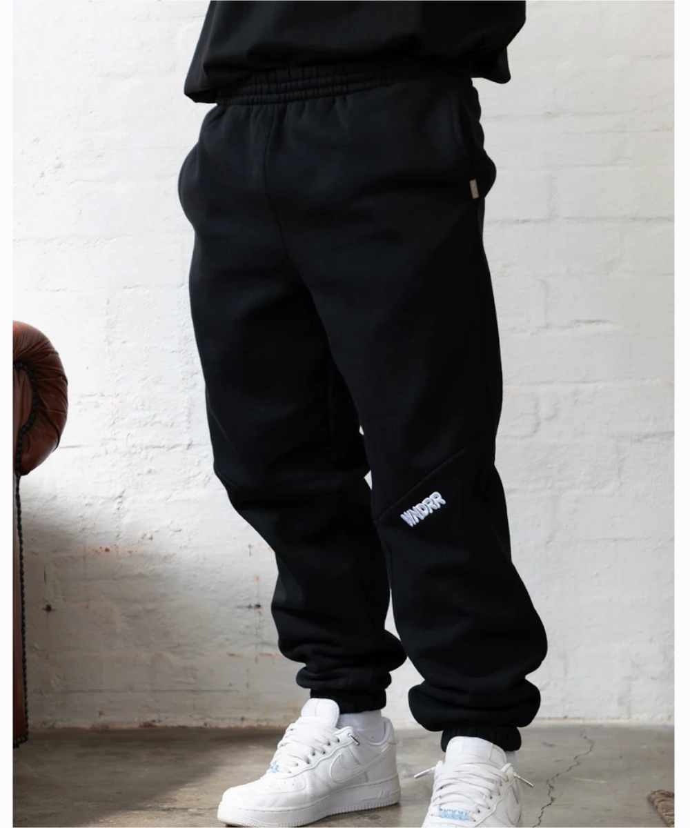 HiddenZipperClosure Ergonomic Pattern WNDRR Halo Baggy Trackpants (Black)