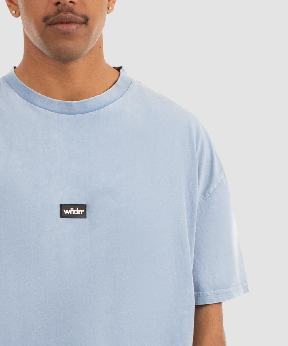 WNDRR Hoxton Vintage Fit Tee (Washed Blue) NonIrritating Seams NonBindingCollar
