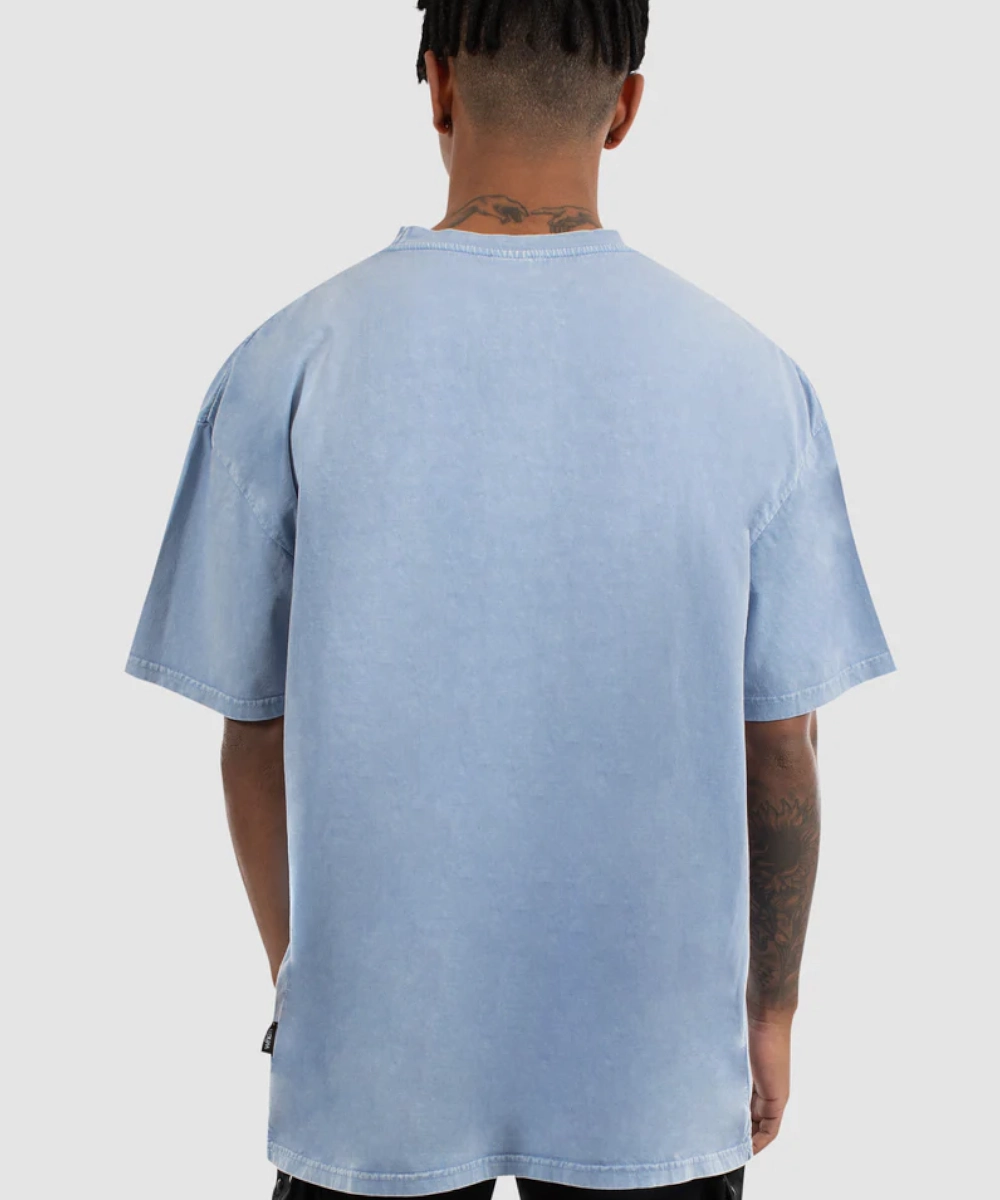 WNDRR Hoxton Vintage Fit Tee (Washed Blue) Smooth Edge Binding FoldableDesign