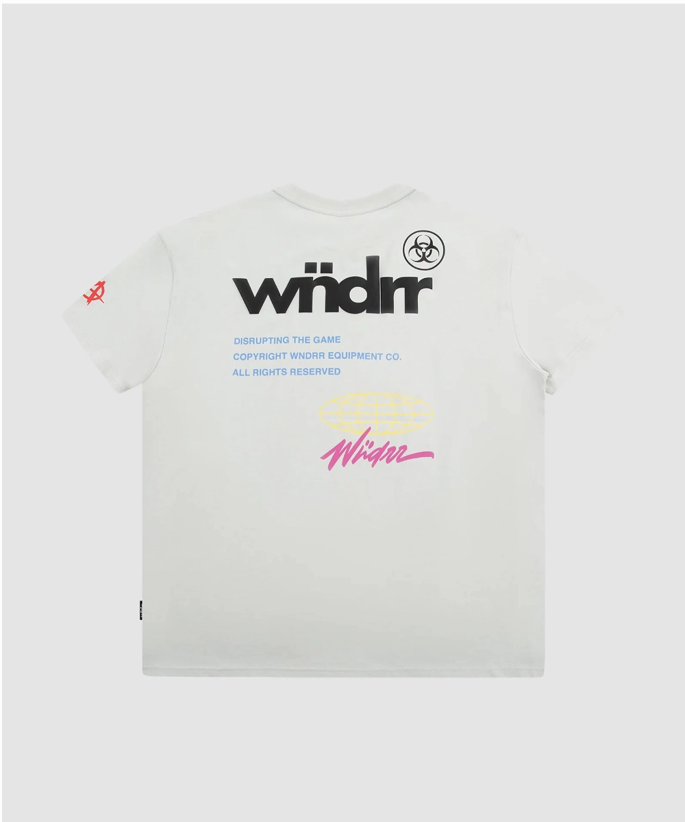 WNDRR Illegible Box Fit Tee (Cement Grey) MoistureControl Fabric QuickReleaseClosure