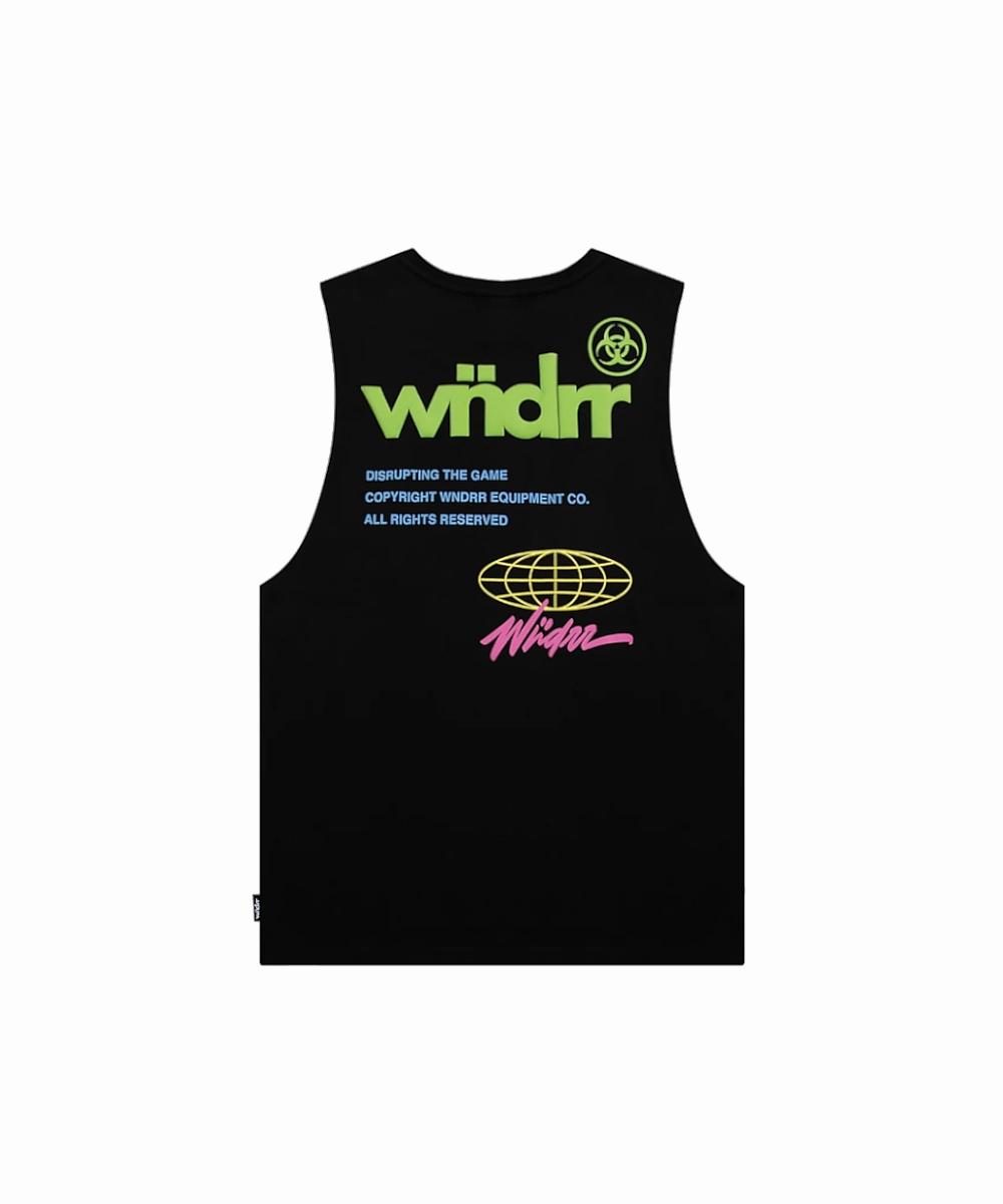 Fame Glow Global Edge WNDRR Illegible Muscle Top (Black)