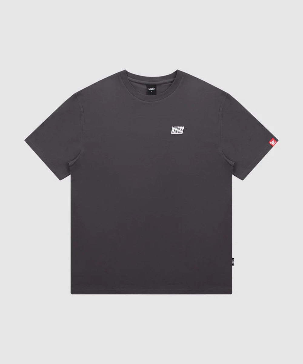 WNDRR Italic Box Fit Tee (Charcoal) StainResistant Fabric