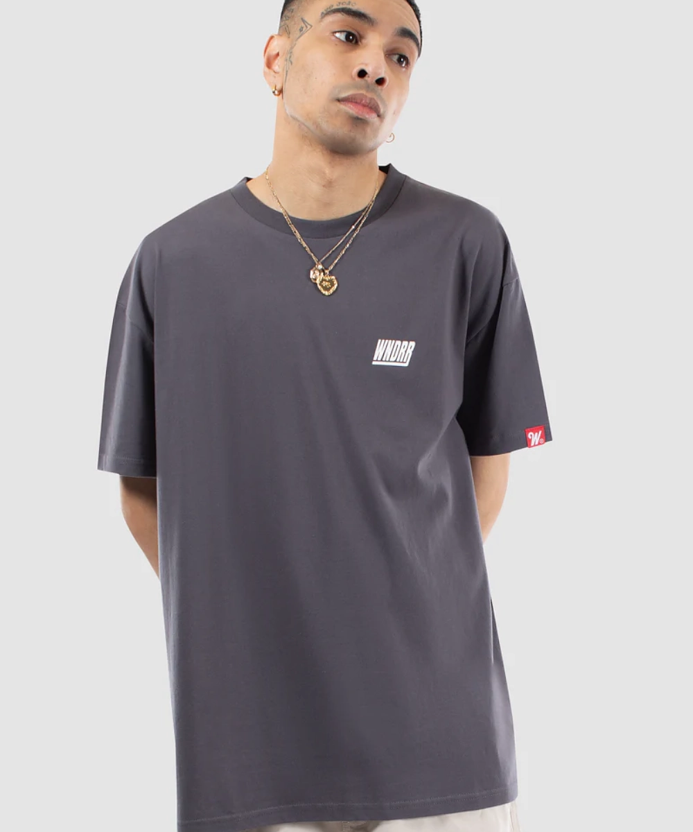 WNDRR Italic Box Fit Tee (Charcoal) smooth zipper