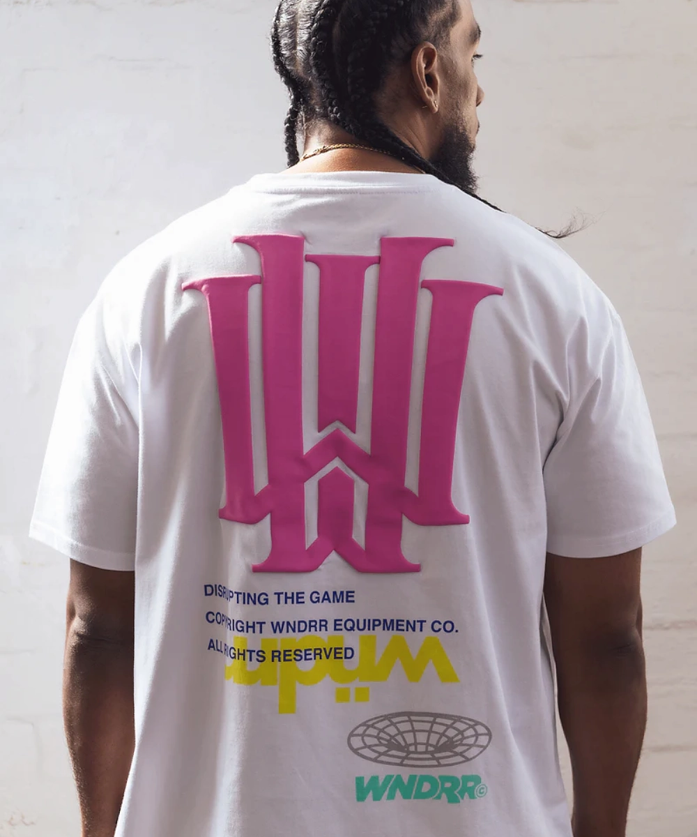 UVProtection Coating MoistureManagement Technology WNDRR Obscure Box Fit Tee (White)