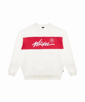 WNDRR Offend Crew Sweat (Off White/Red) QuickReleaseFastenings QuickDryDesign