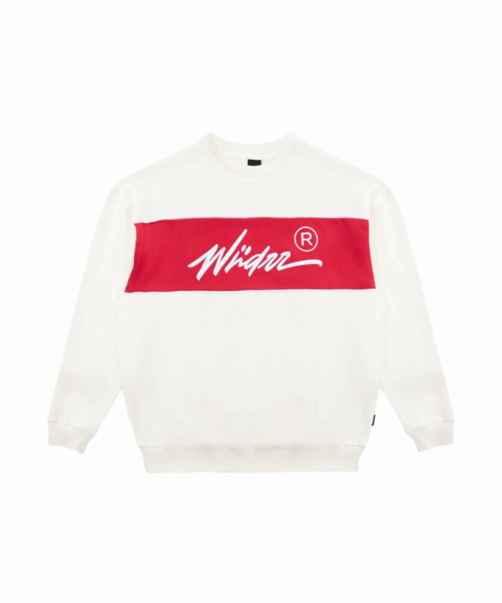 WNDRR Offend Crew Sweat (Off White/Red) QuickReleaseFastenings QuickDryDesign