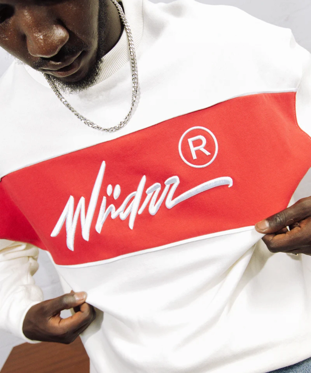 WNDRR Offend Crew Sweat (Off White/Red) Design Glow