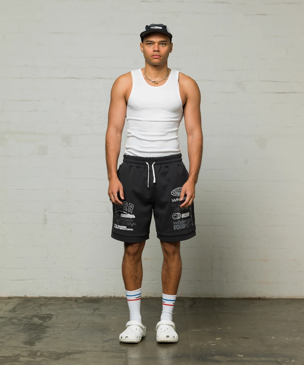 Flatlock stitching WaterRepellent Finish WNDRR Represent Tech Trackshort (Faded Black)