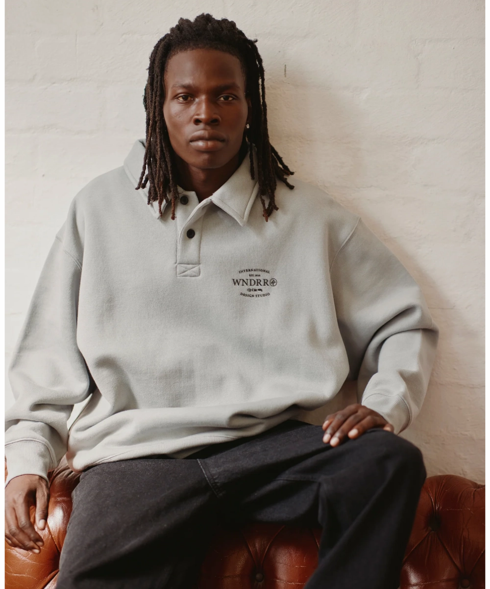 WNDRR Sheriff Rugby Sweat (Cement Grey) Vented Panels