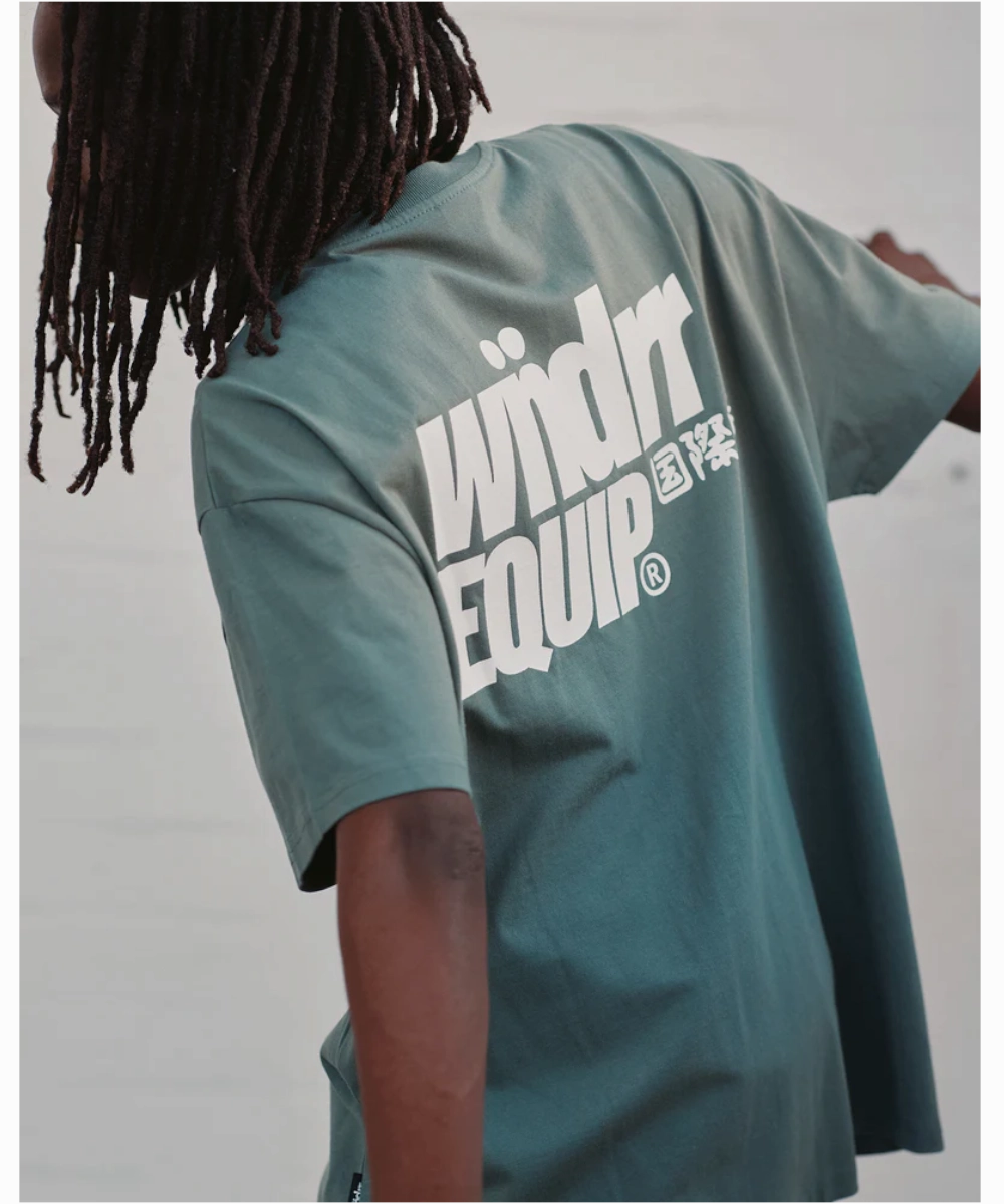 City Casual WNDRR Slant Box Fit Tee (Dark Green)
