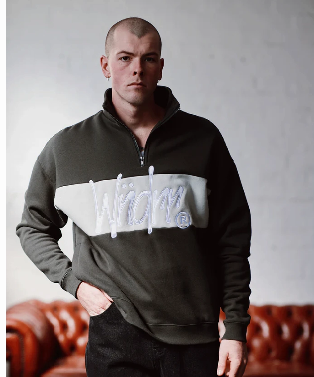 WNDRR STARTER PANEL 1/4 ZIP SWEAT (INK) NoRubEdging Durable Reinforcements