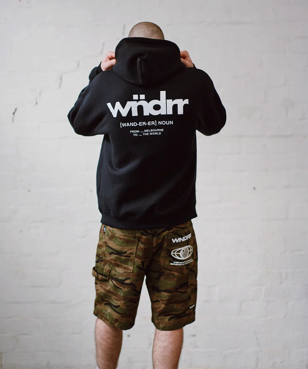 WNDRR The World Hood Sweat (Black) WaterRepellent Coating