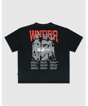 WNDRR World Tour Heavy Weight Tee (Washed Black) Elite Vibe british retro