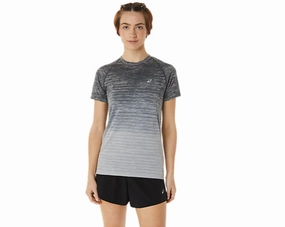 Compression Fit Engineering Two Tone Texture Effect Woman's Seamless SS Top