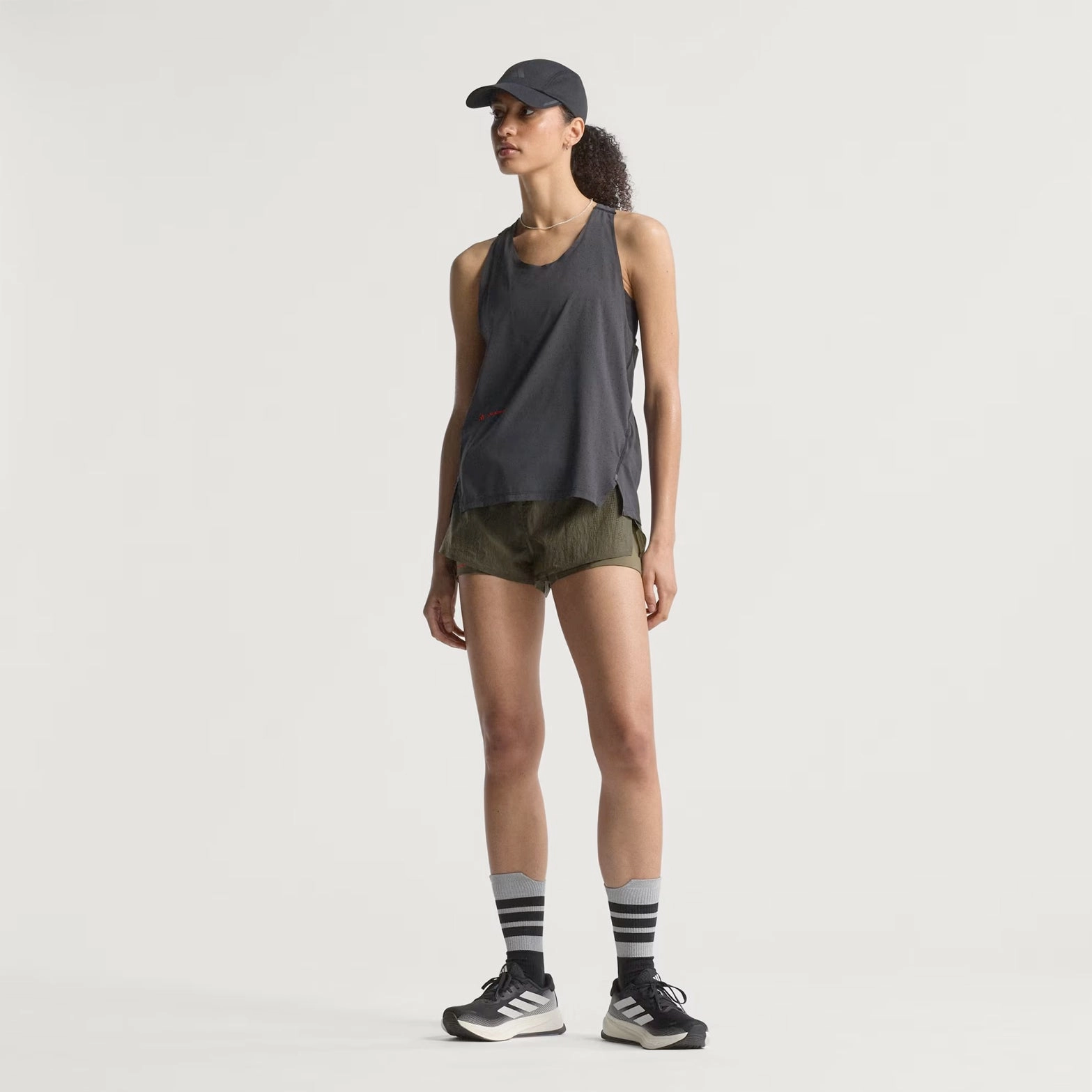 Sustainable Base smooth zipper Women's Adi365 H.Koumori Running Tank Black