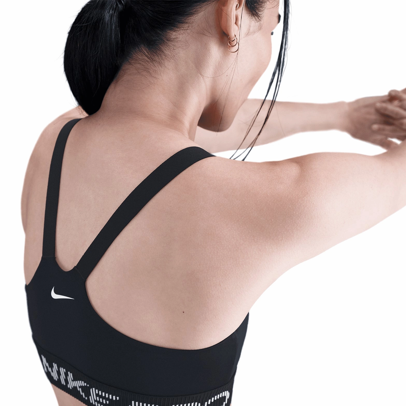 Women's Light-Support Sports Bra Black / White Adjustable Fit Photo Glam