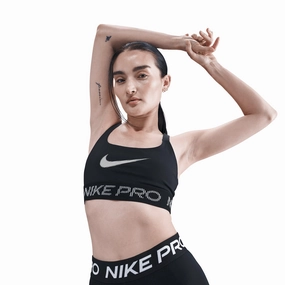 Women's Light-Support Sports Bra Black / White Convertible Style Dense Fit