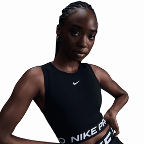 Women's Pro Dri-FIT Cropped Tank Black / White DoubleLayered Structure