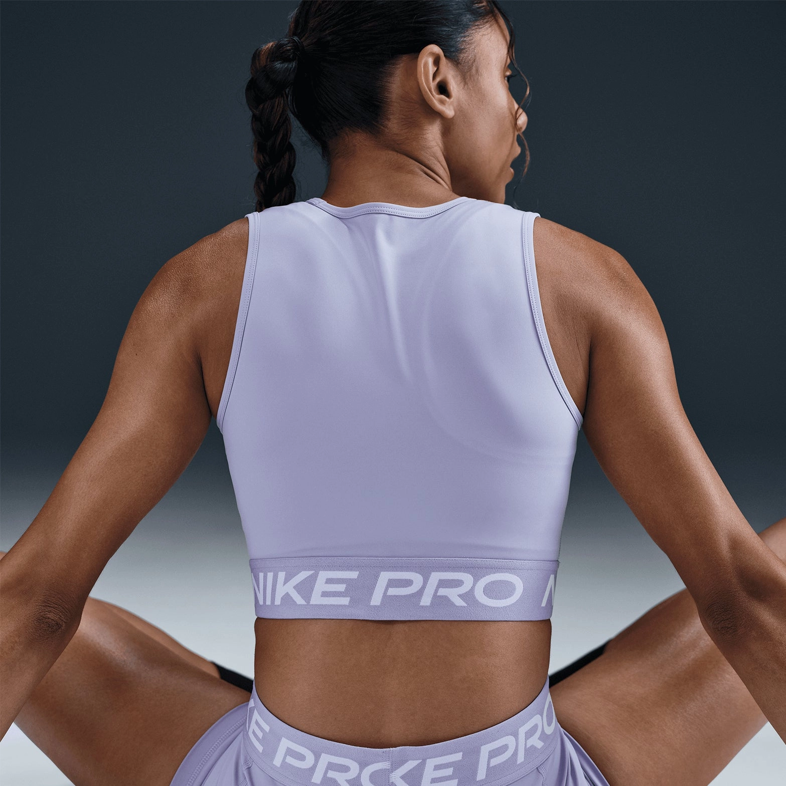 LowMaintenanceMaterial Women's Pro Dri-FIT Cropped Tank Lilac Ice / White