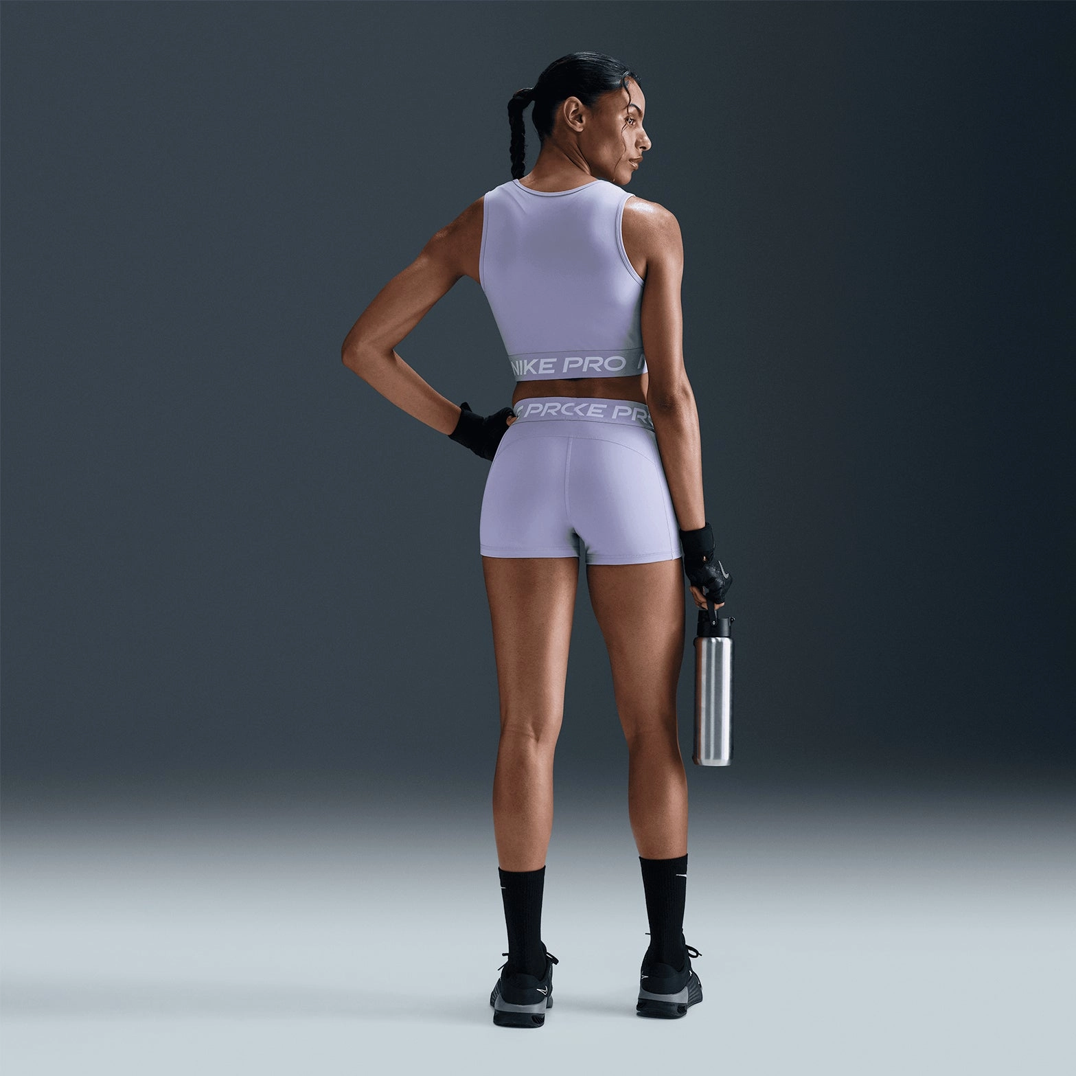 Women's Pro Dri-FIT Cropped Tank Lilac Ice / White PreShrunkFabric Recycled Polyester Blend