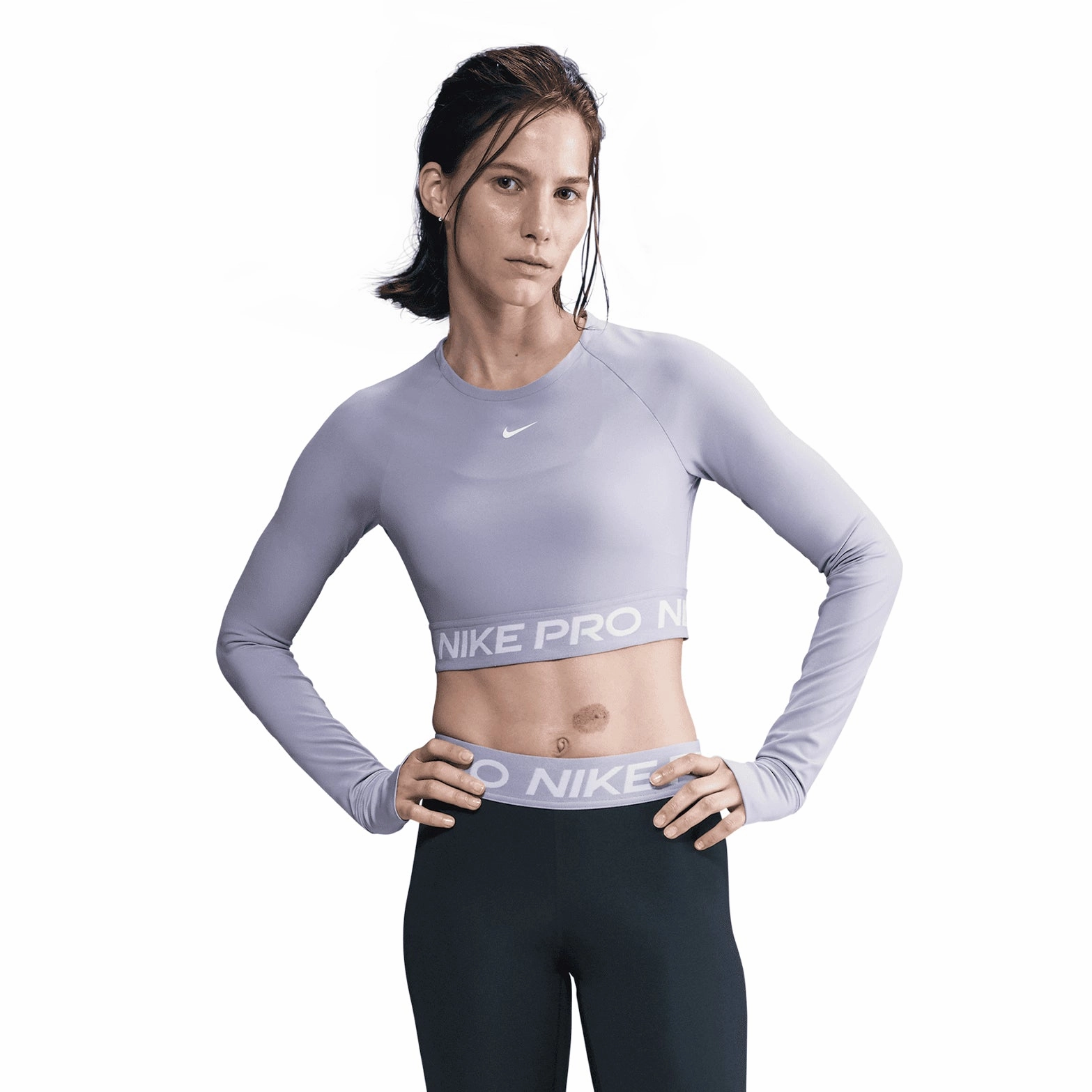 MinimalistDesign AntiPilling Women's Pro Dri-FIT Cropped Top Lilac Ice / White