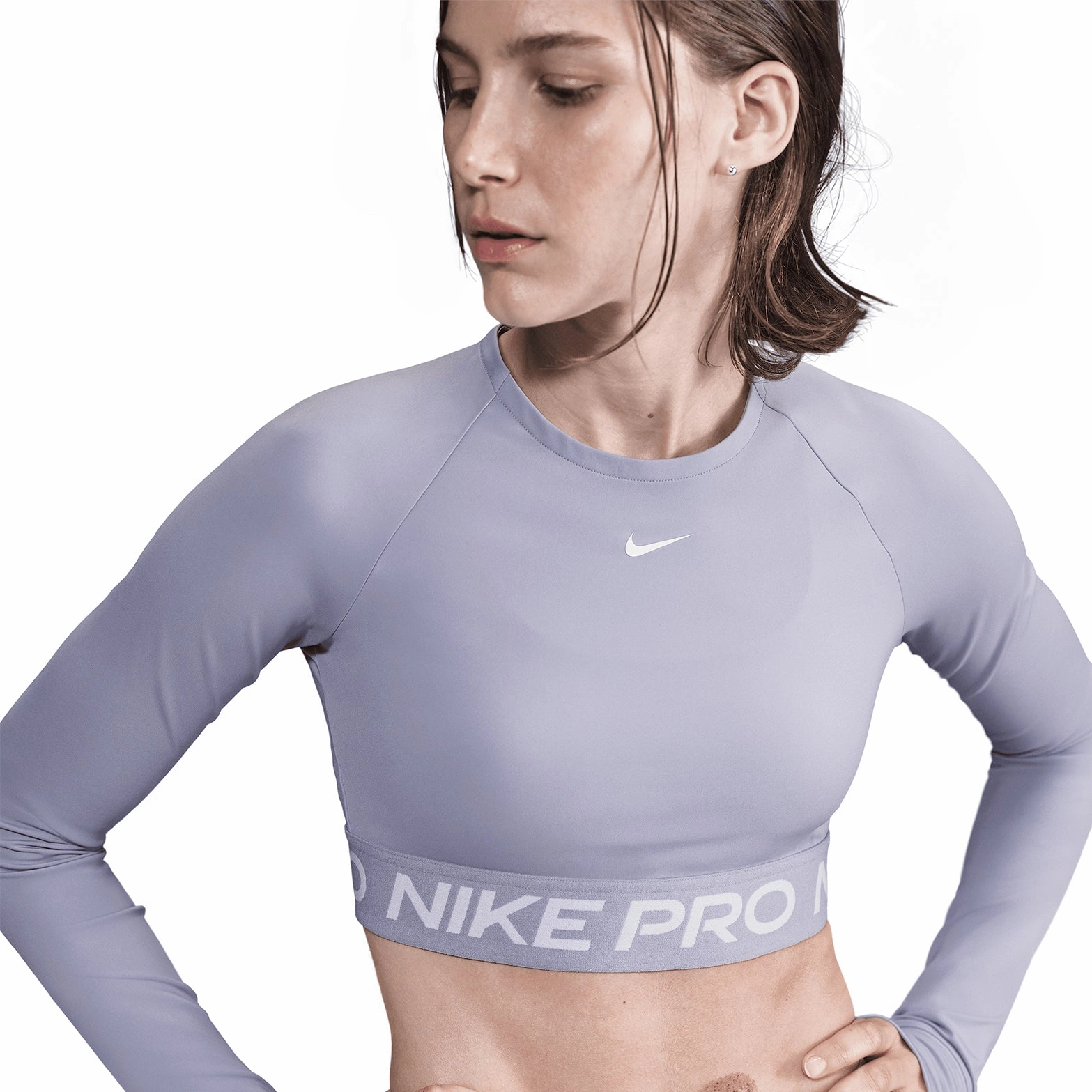 Weekend Look Crystal Soul Women's Pro Dri-FIT Cropped Top Lilac Ice / White