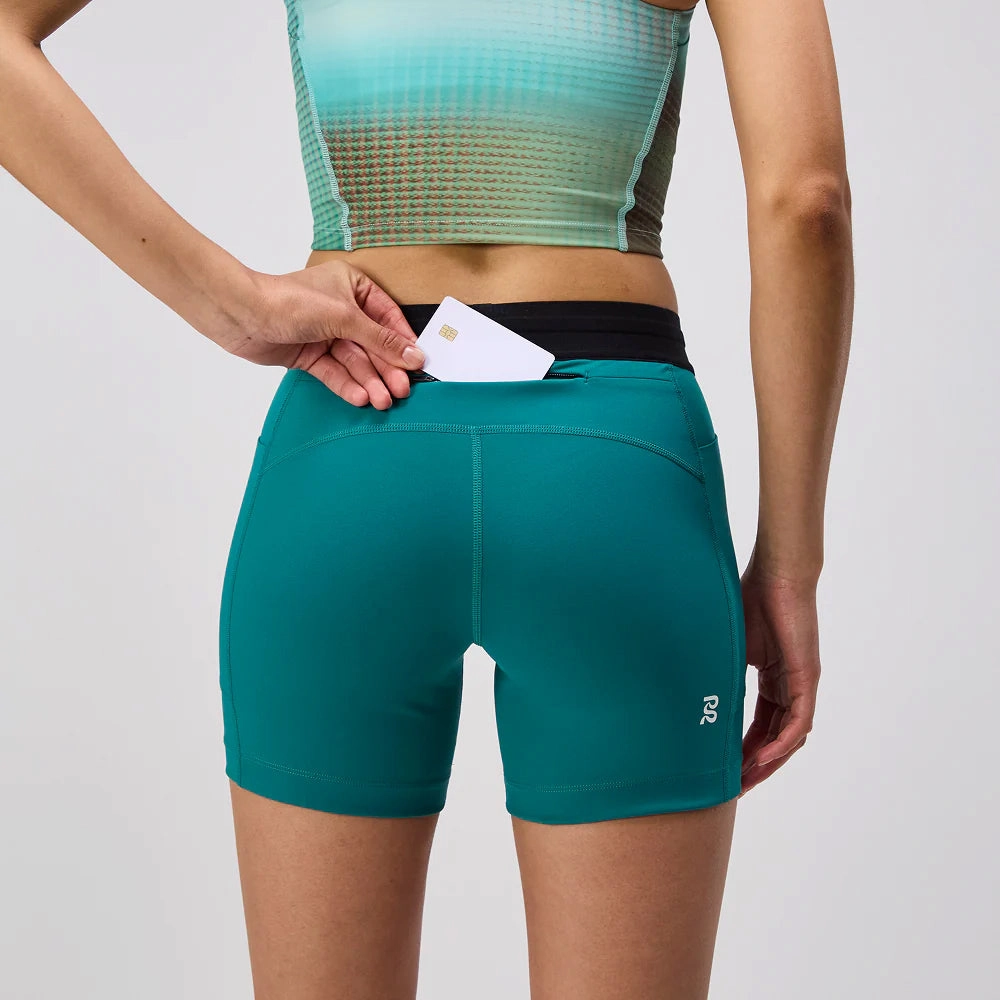 Women's Stamina 5 Inch Compression Shorts Gulf Stream AdjustableWaist Aura Core