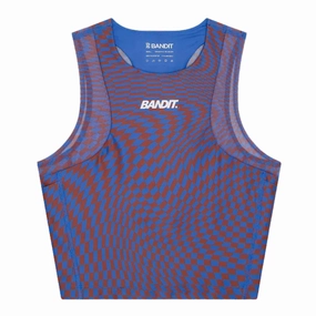High End Mature Charm Women's Stamina Race Crop Deep Peri Blue / Rust