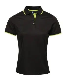 Women's Contrast Coolchecker Polo | BLACK/LIME NonRestrictiveCut
