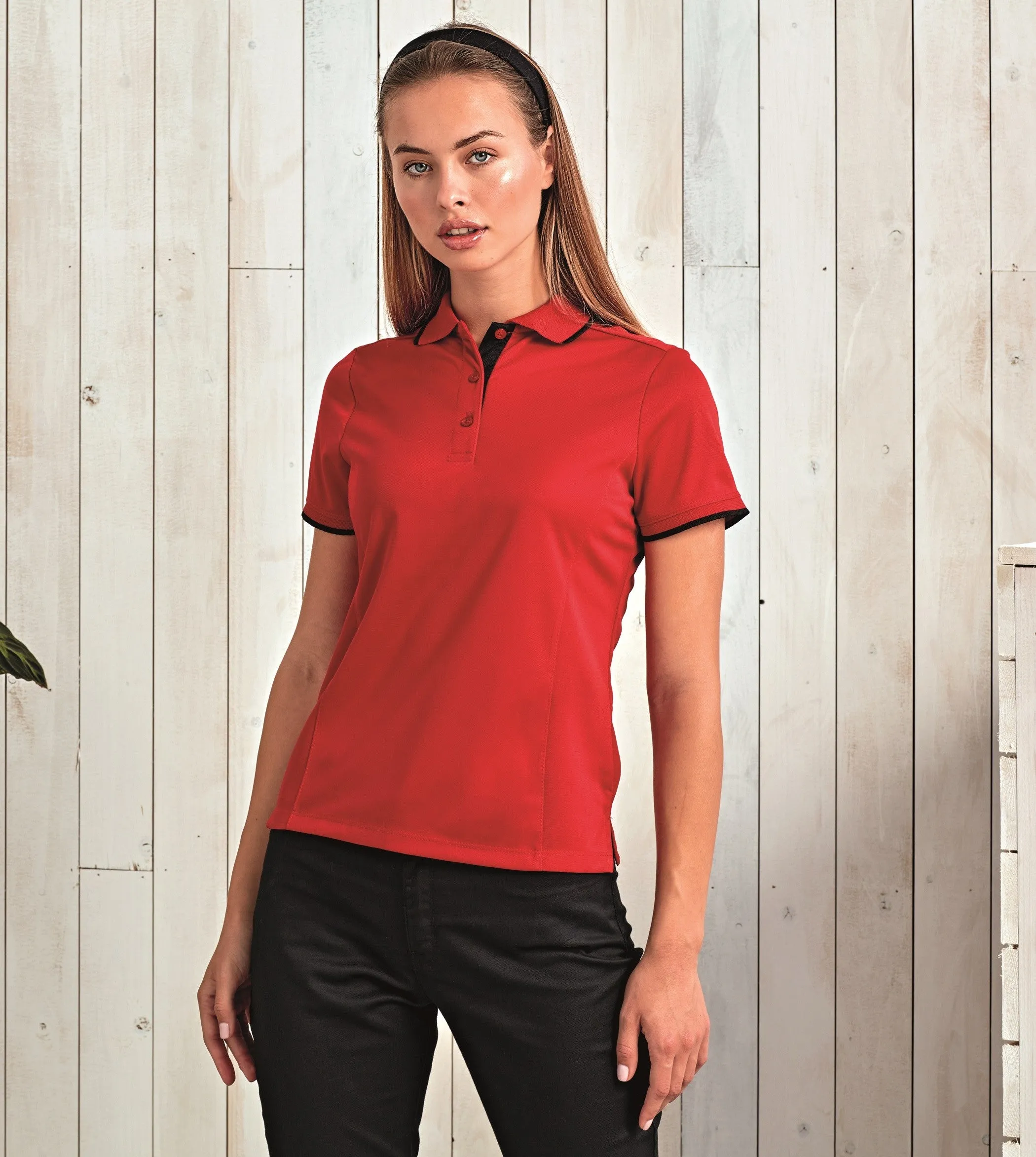 Women's Contrast Coolchecker Polo | BLACK/LIME Global Glow