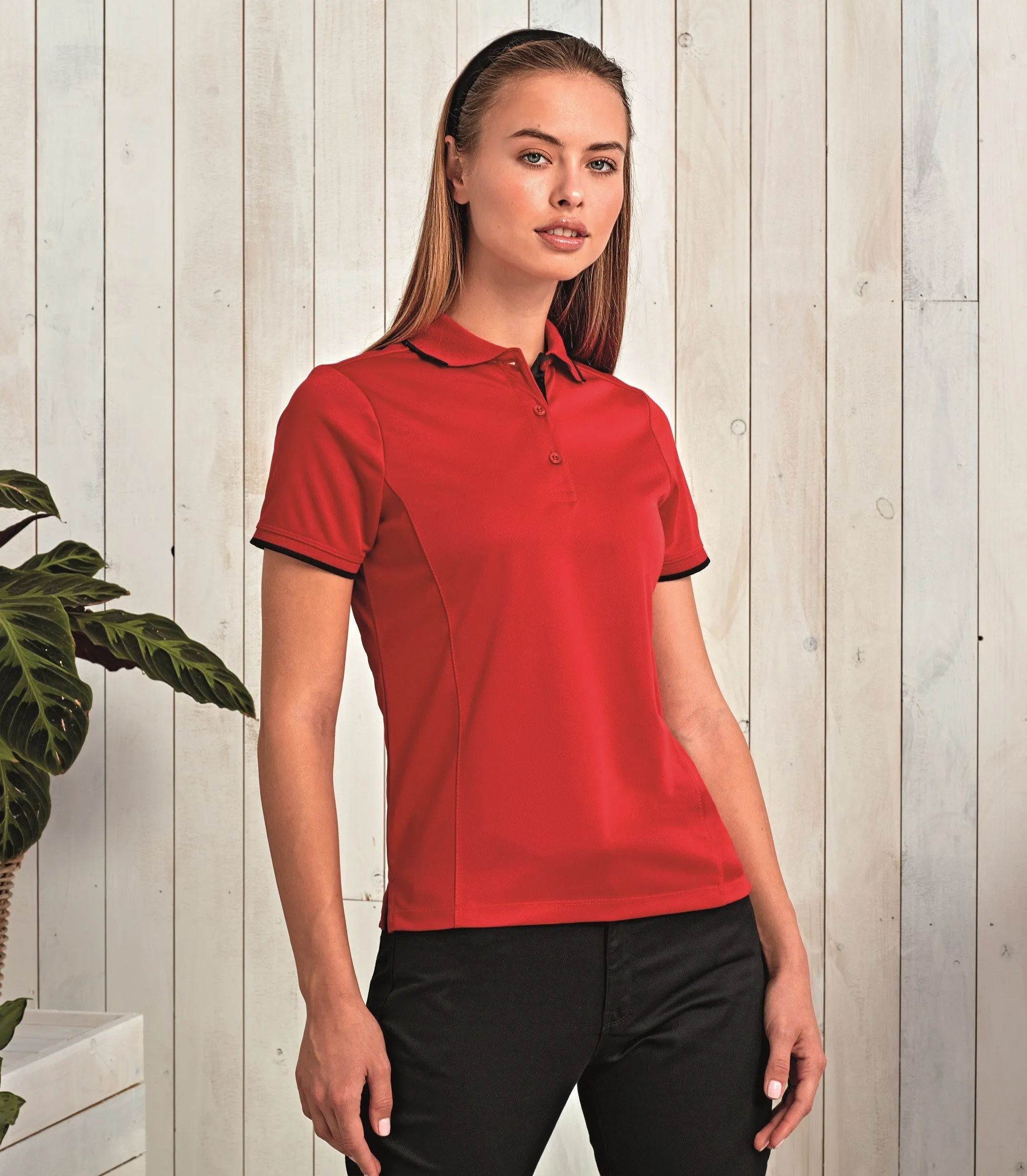 Women's Contrast Coolchecker Polo | BLACK/LIME Sheer Glow