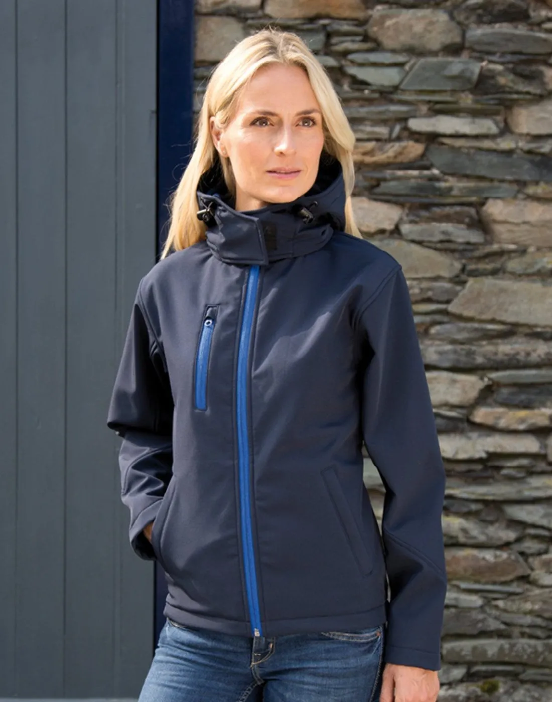 Layered Paneling Speed Soul Women's Core Tx Performance Hooded Softshell Jacket | BLACK/GREY