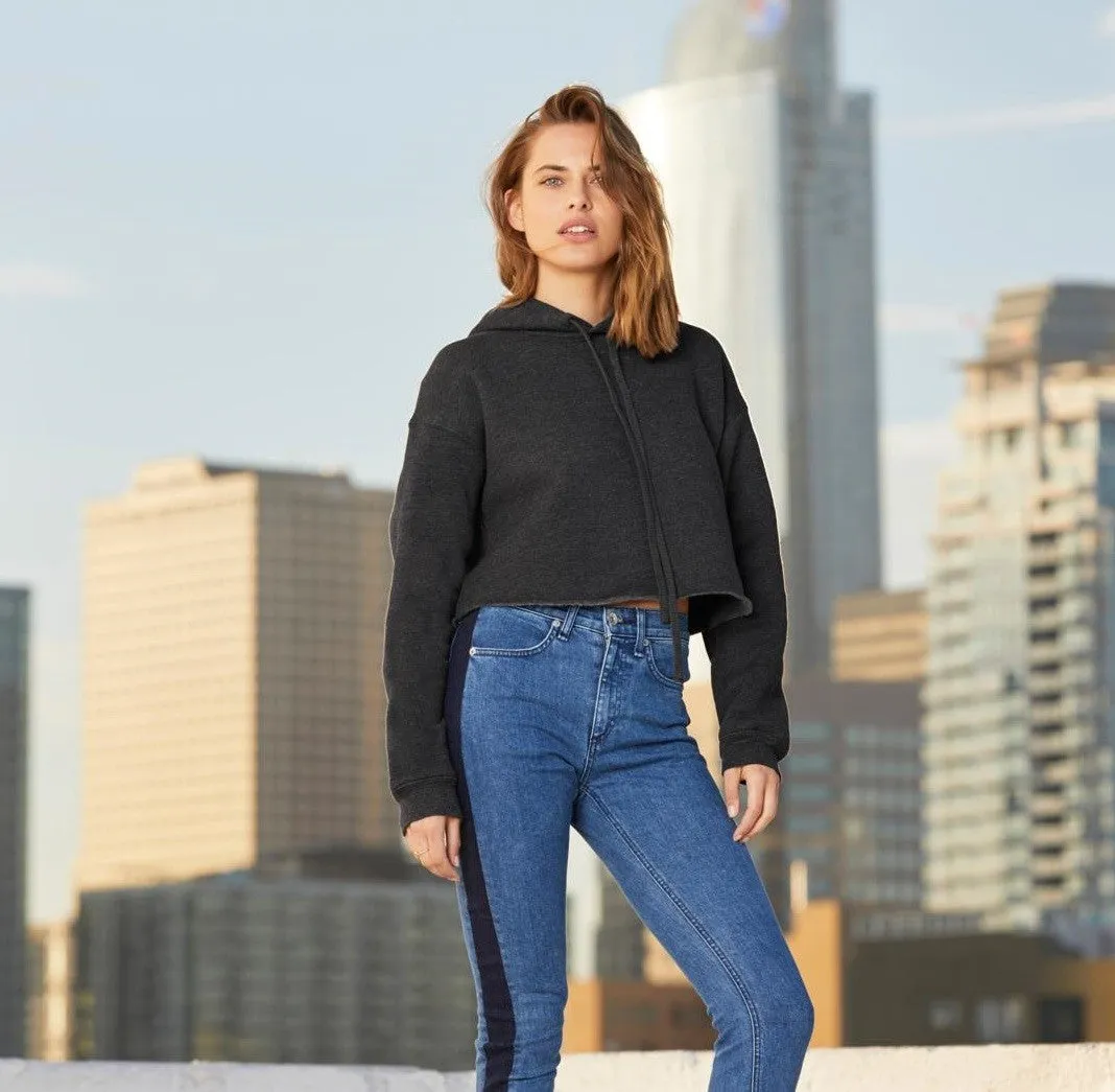 Women's Cropped Fleece Hoodie | BLACK OdorResistant Coating