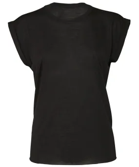 Women's Flowy Muscle Tee With Rolled Cuff | BLACK Sharp Edge