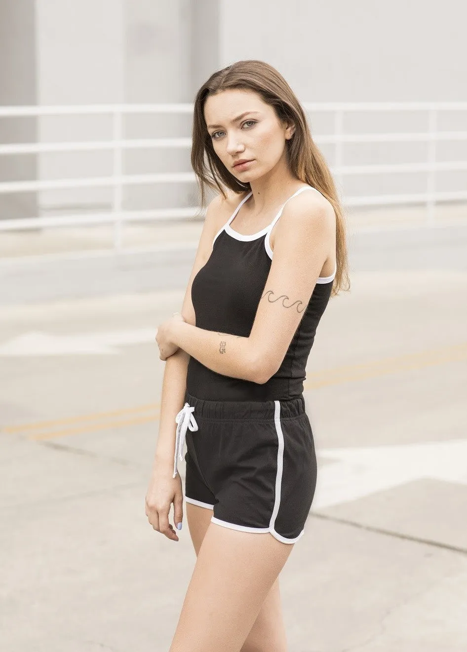 Women's Retro Shorts | BLACK/WHITE LowMaintenanceFabric