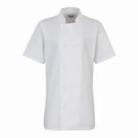 Epic Glow WindResistantWeave Women's Short Sleeve Chef's Jacket | WHITE