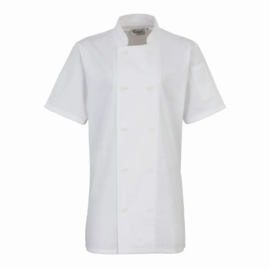 Event Vibe Women's Short Sleeve Chef's Jacket | WHITE