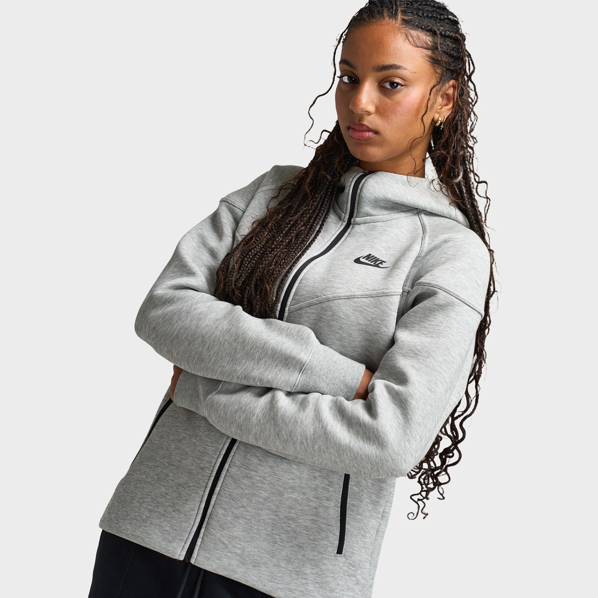 Daily Wear Jacket Softshell Construction Nike Sportswear Women's Tech Fleece Windrunner Full-Zip Hoodie Dark Grey Heather / Black