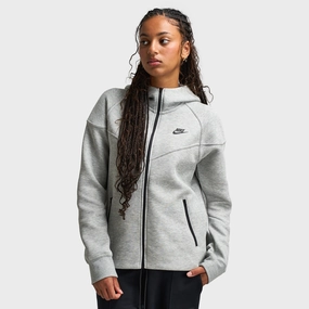 Nike Sportswear Women's Tech Fleece Windrunner Full-Zip Hoodie Dark Grey Heather / Black Seam Sealed Technology Green Material