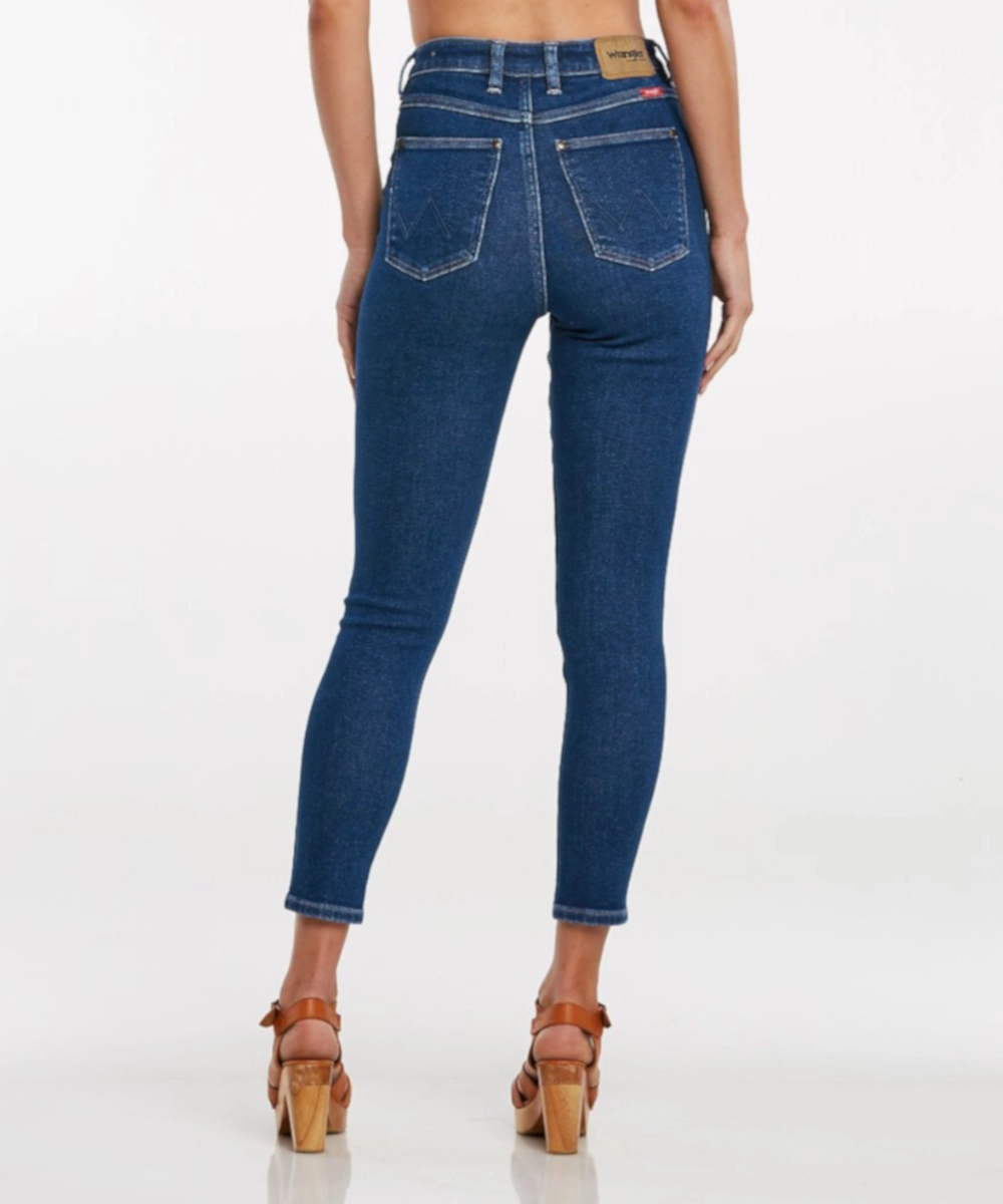 Wrangler Hi Pins Cropped Jeans (Odyssey Blue) Smart Casual