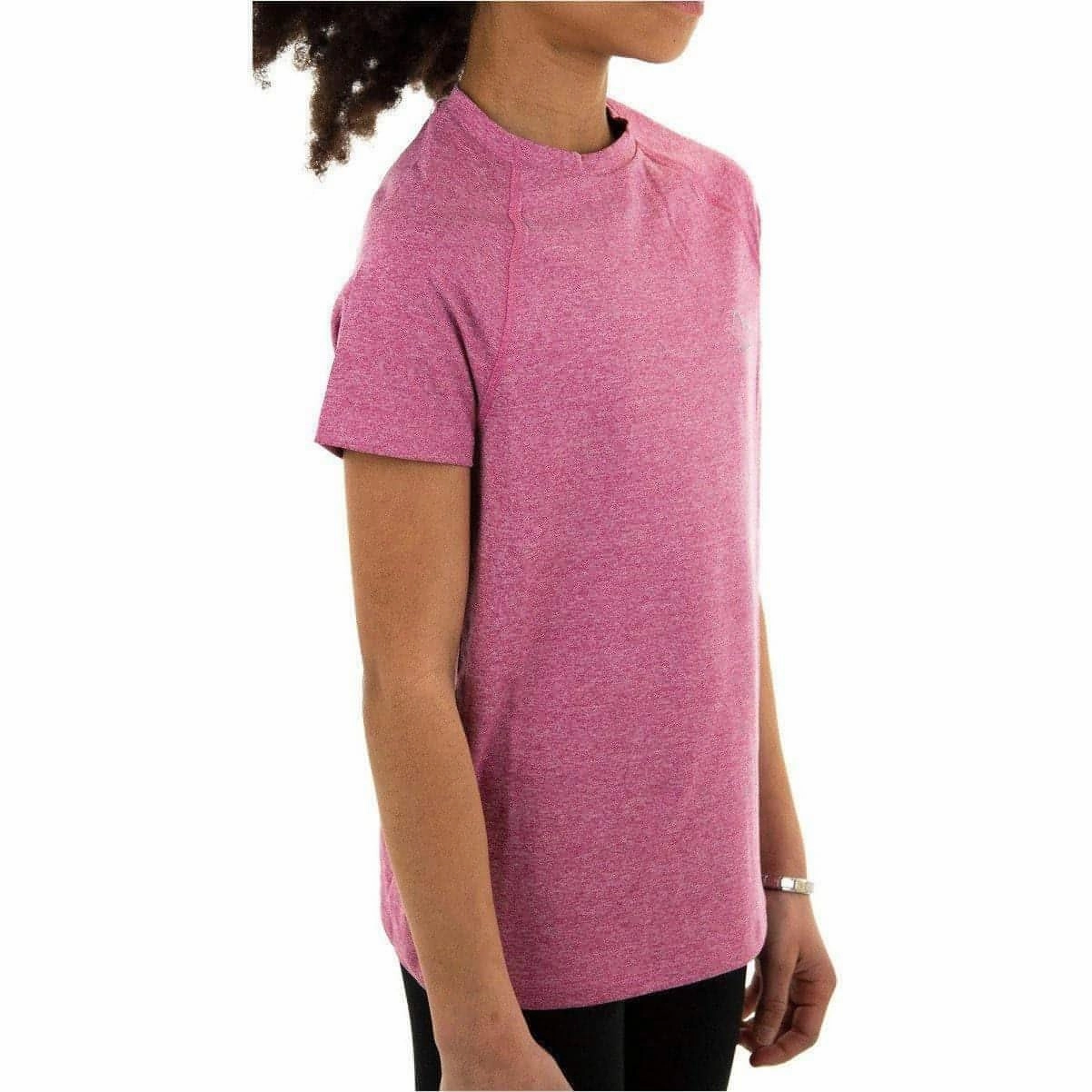 AntiPilling Treatment elastic waistband More Mile Train To Run Girls Short Sleeve Running Top - Pink