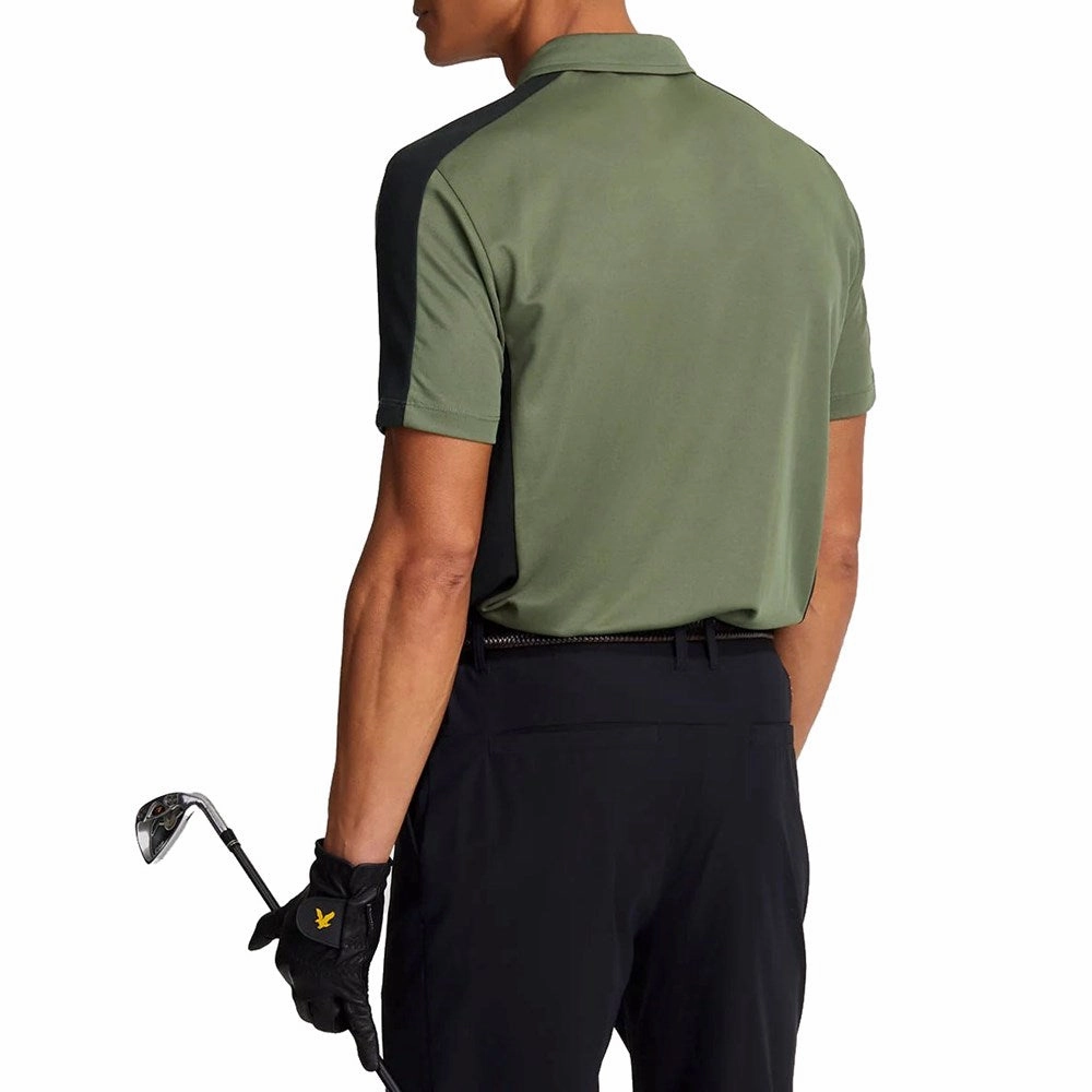Classic Neckline Subtle ToneOnTone Stitching Lyle & Scott Golf Striped Polo Shirt - Cactus Green