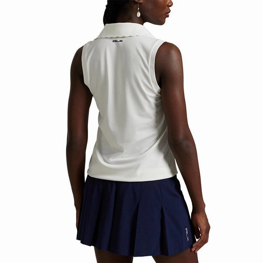 Layered Look RLX Ralph Lauren Women's Tour Pique V-Neck Sleeveless Polo Shirt - Ceramic White