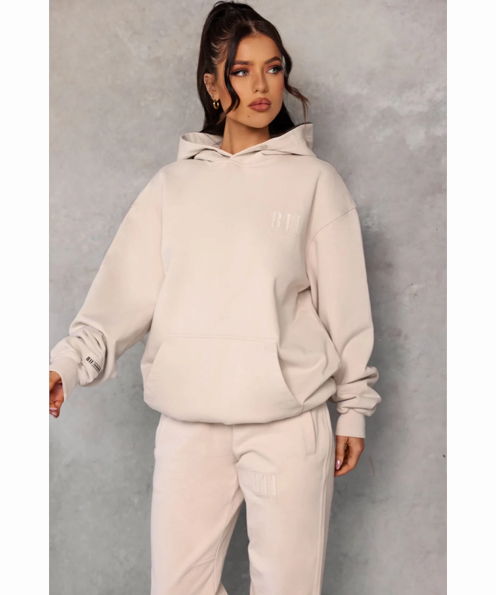 811 Originals Unisex Signature Logo Hoodie (Beige) CompressiveFitFabric
