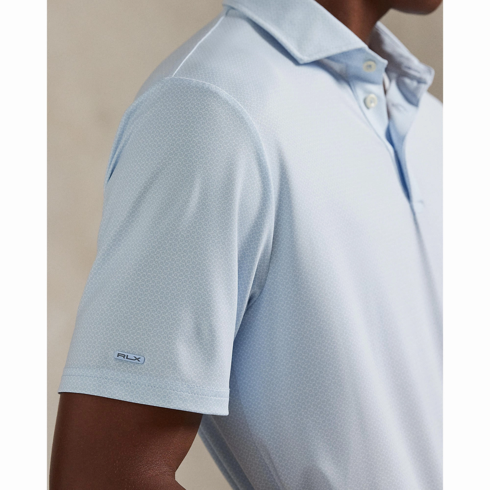 RLX Ralph Lauren Printed Lightweight Airflow Golf Polo Shirt - Office Blue Boogey Texture Stylish Comfort Thermoregulating Fabric
