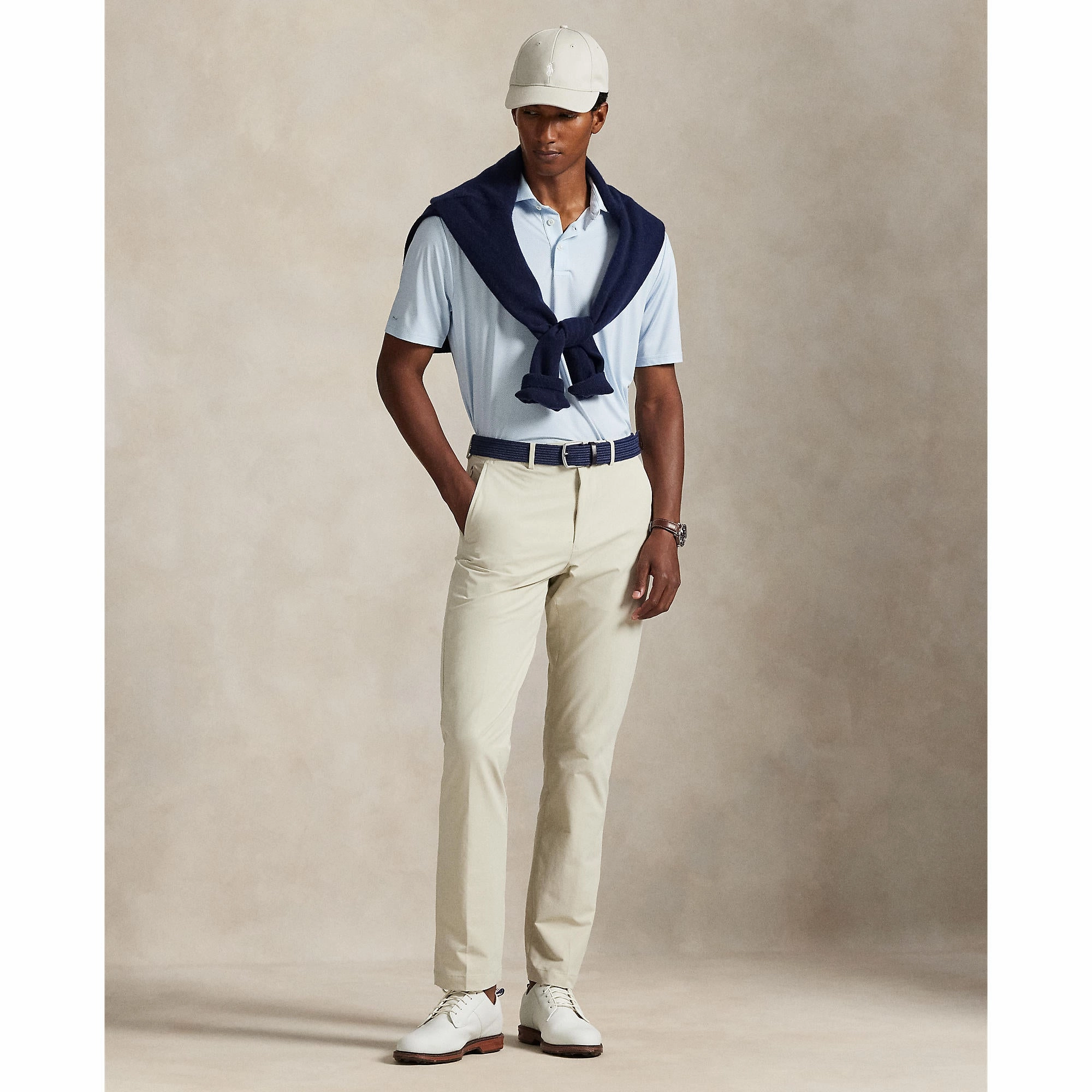 RLX Ralph Lauren Printed Lightweight Airflow Golf Polo Shirt - Office Blue Boogey Texture Street Style