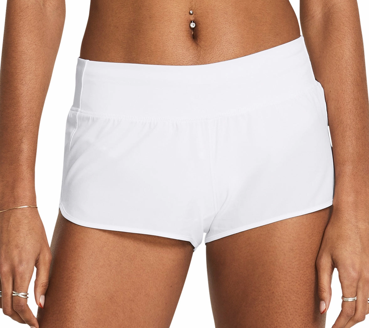 Striped designs Under Armour Launch Pro 2 Inch Womens Running Shorts - White