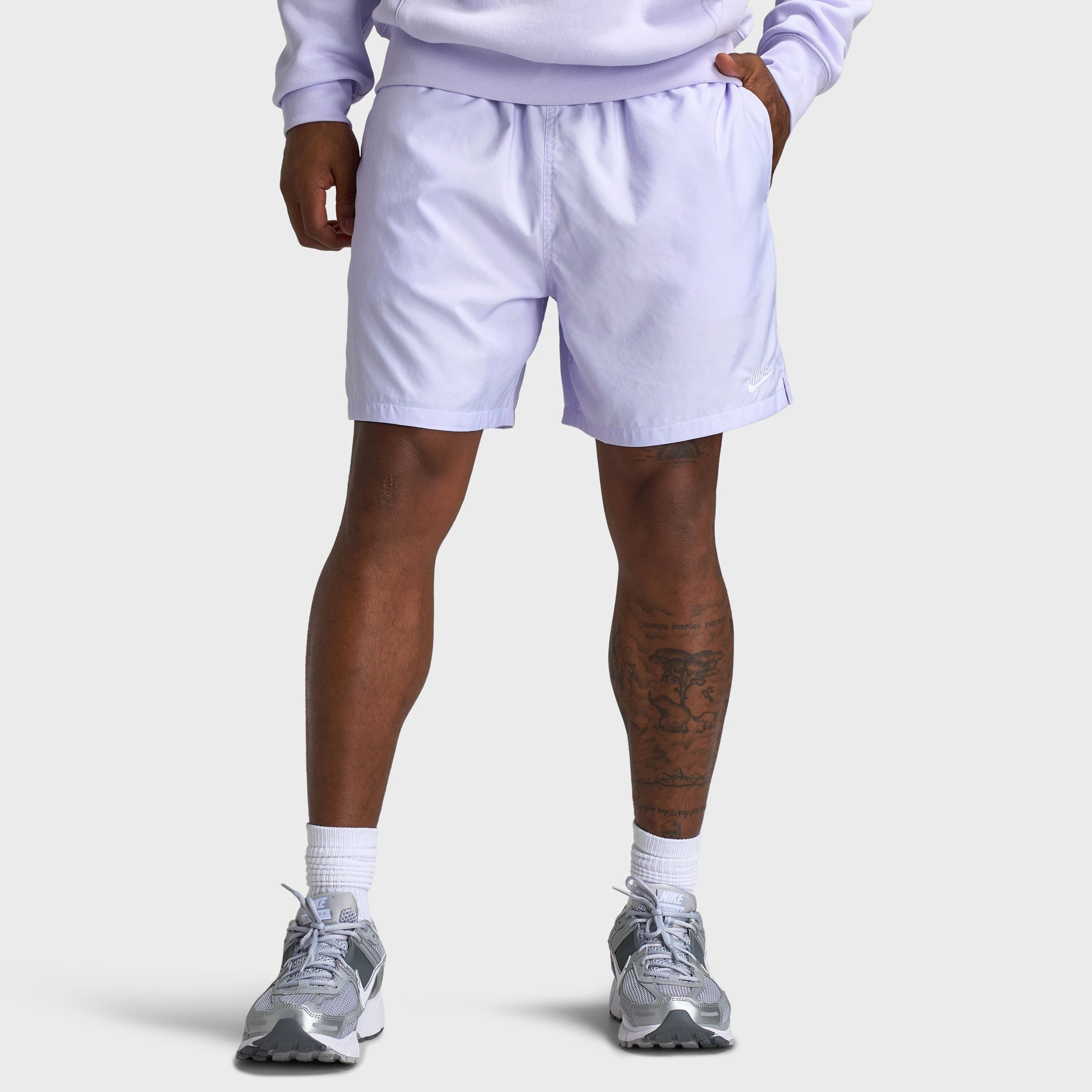 poolside fashion Nike Club Flow Shorts Amethyst Tint / White
